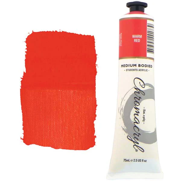 Chromacryl Students Acrylic Paint, 75ml Warm Red