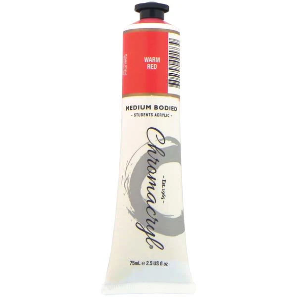 Chromacryl Students Acrylic Paint, 75ml Warm Red - Image 2