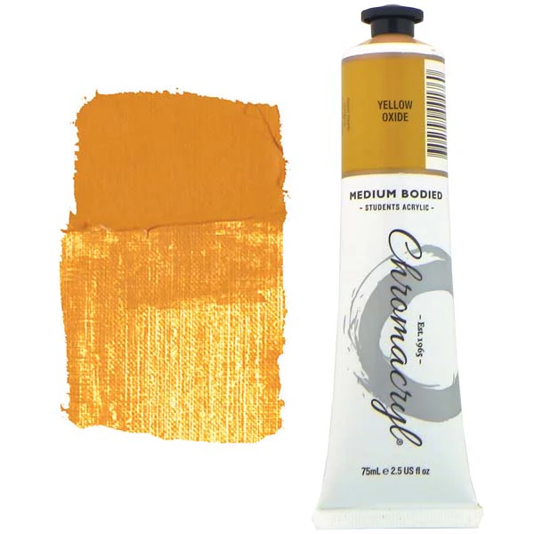 Chromacryl Students Acrylic Paint, 75ml Yellow Oxide