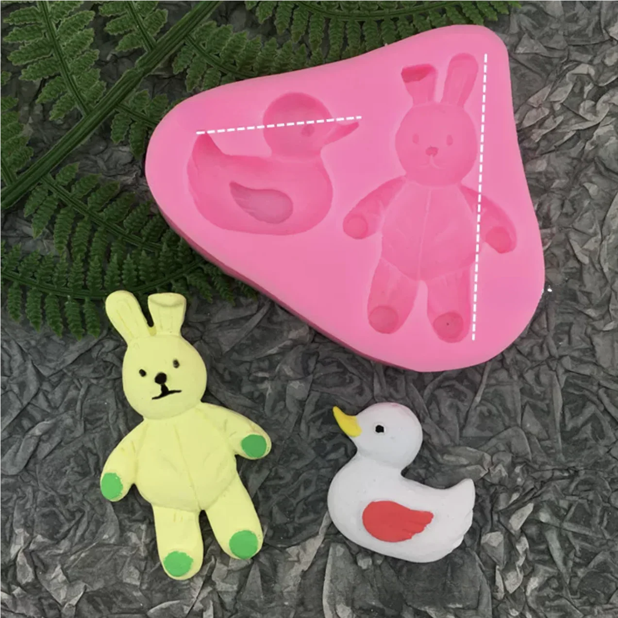 The Clay Studio Cartoon Rabbit And Little Yellow Duck Silicone Mould for Polymer Clay and Resin 7.5x9x1.2cm - Image 5