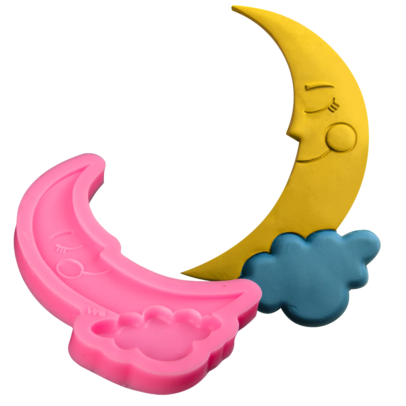 The Clay Studio Smiling Moon And Clouds Silicone Mould for Polymer Clay and Resin 12x6.7x1cm
