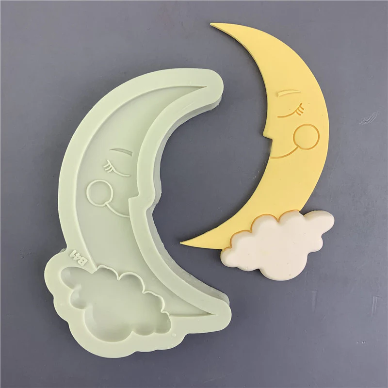 The Clay Studio Smiling Moon And Clouds Silicone Mould for Polymer Clay and Resin 12x6.7x1cm - Image 4