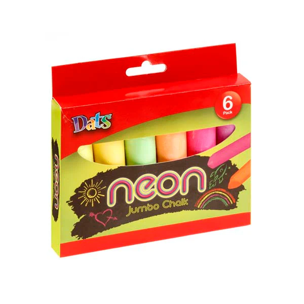 Dats Jumbo Neon Coloured Chalk, 6pk