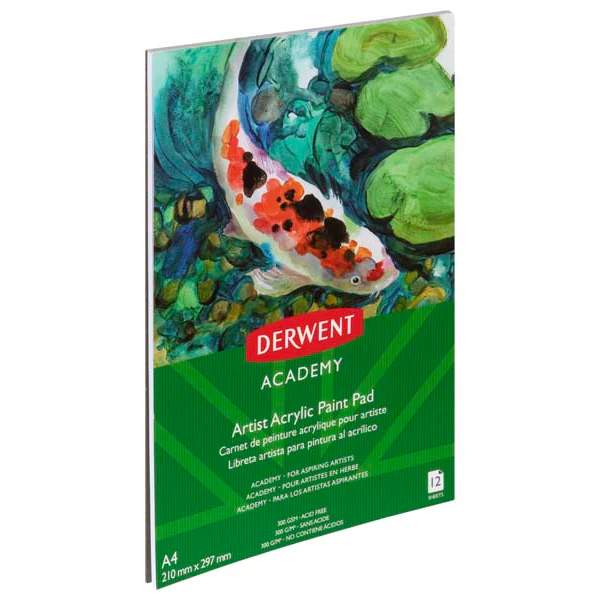 Derwent Academy Acrylic Pad. A4, Portrait, 300gsm, 12sht - Image 3