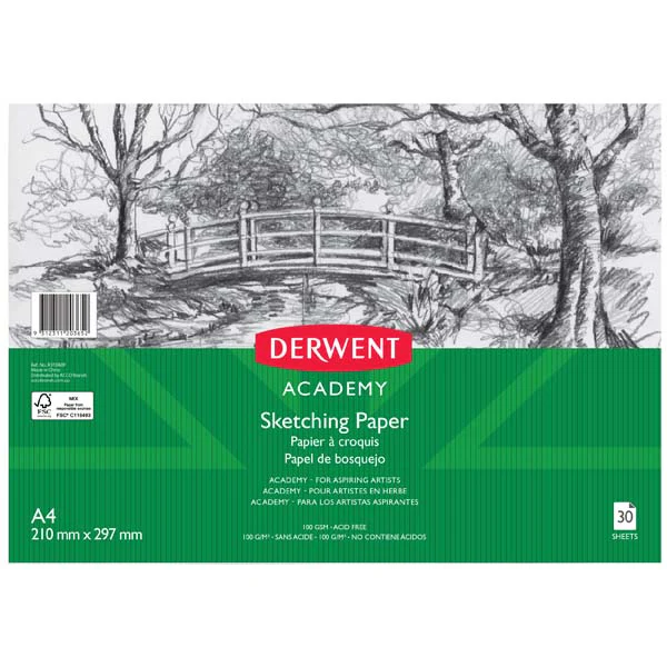 Derwent Academy Sketch Paper, A4, Landscape, 100gsm, 30sht