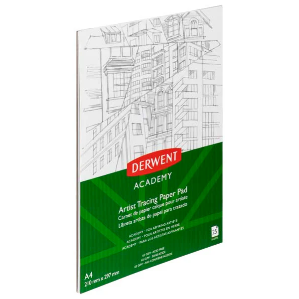 Derwent Academy Tracing Paper Pad, A4, Portrait, 65gsm, 25sht - Image 3