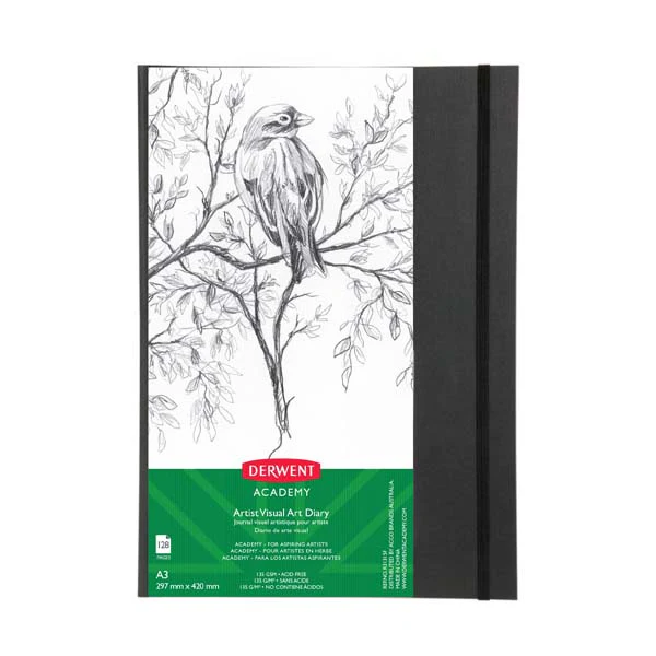 Derwent Academy Visual Art Diary, A3, Hardcover Portrait, 140gsm, 128pg