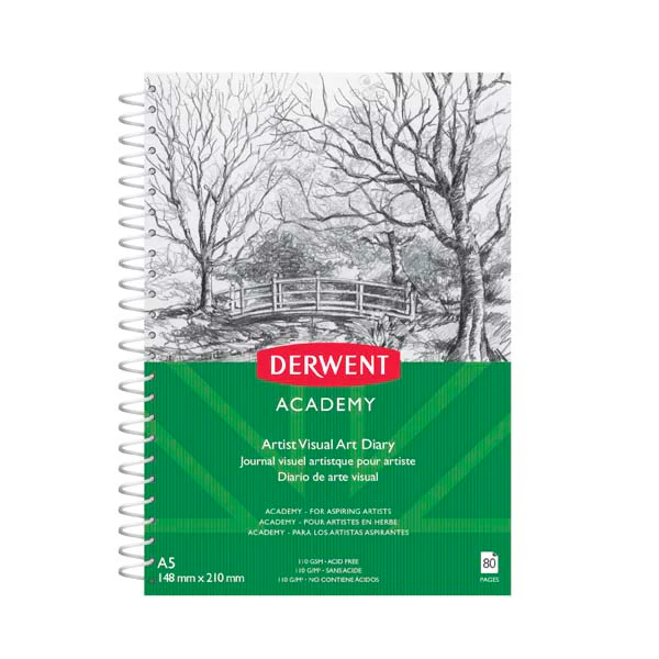 Derwent Academy Visual Art Diary, A5, Portrait, 110gsm, 80pg