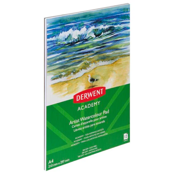 Derwent Academy Watercolour Pad, A4, Portrait, 300gsm, 12sht - Image 3