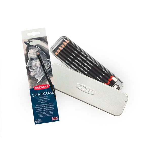Derwent Charcoal Pencils Tin 6 - Image 2