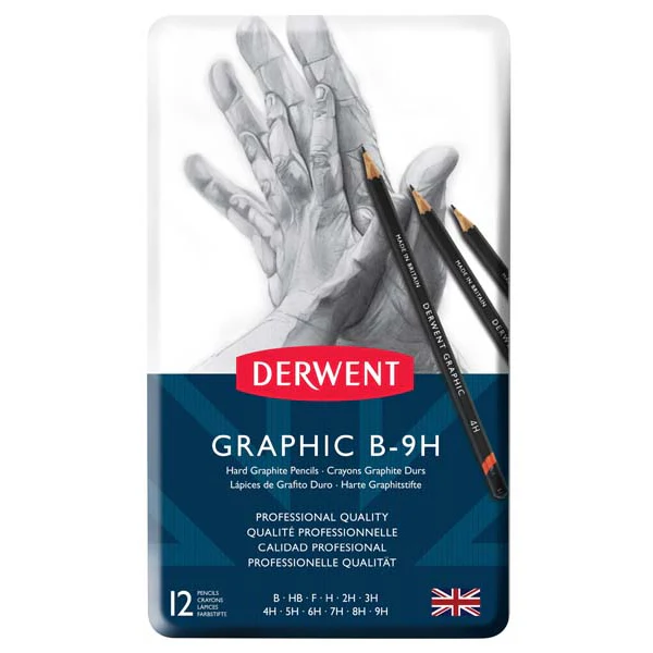 Derwent Graphic Pencils, Hard, Tin 12 - Image 2