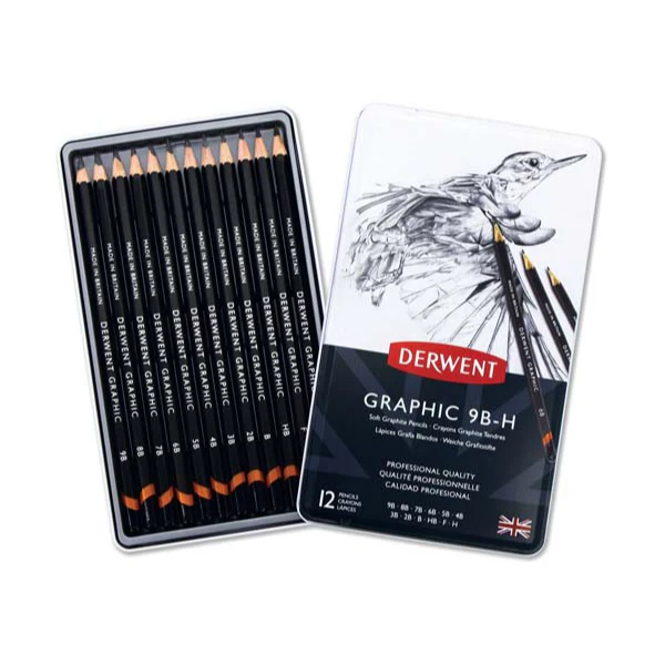 Derwent Graphic Pencils, Soft, Tin 12
