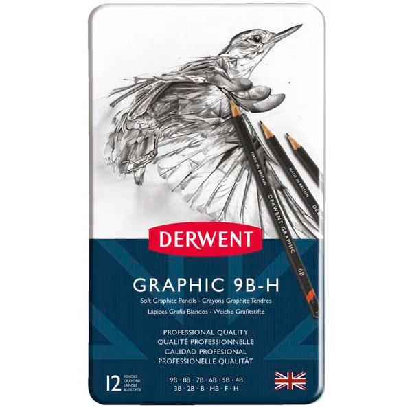 Derwent Graphic Pencils, Soft, Tin 12 - Image 2