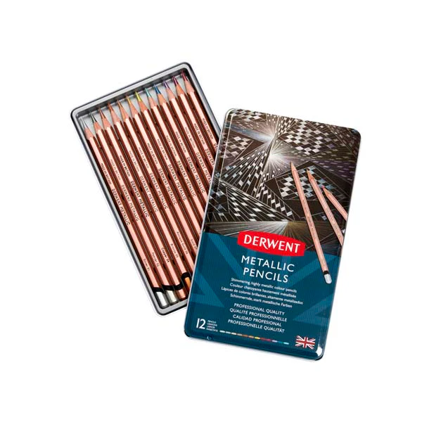 Derwent Metallic Pencils Tin 12 - Image 2