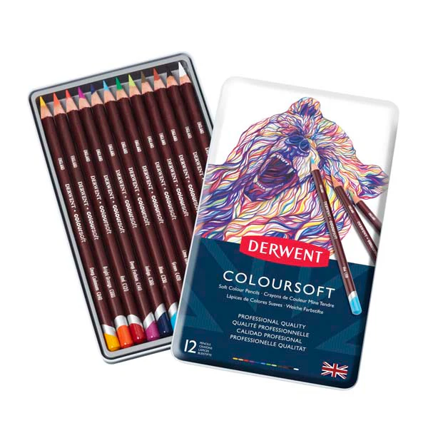 Derwent Pencils Coloursoft Tin 12 - Image 2