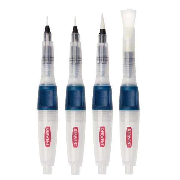 Derwent Push Button Waterbrush, Assorted, 4Pcs - Image 3