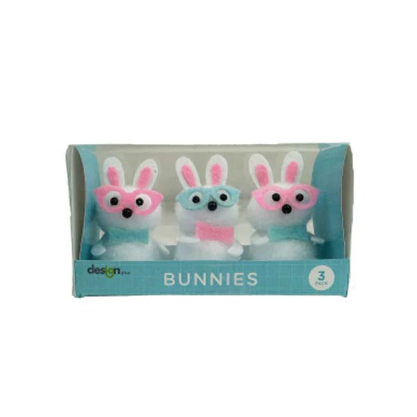 Easter Bunnies with Glasses, 3pk