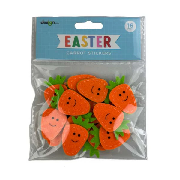 Easter Carrot Stickers, Asssorted, 16pk