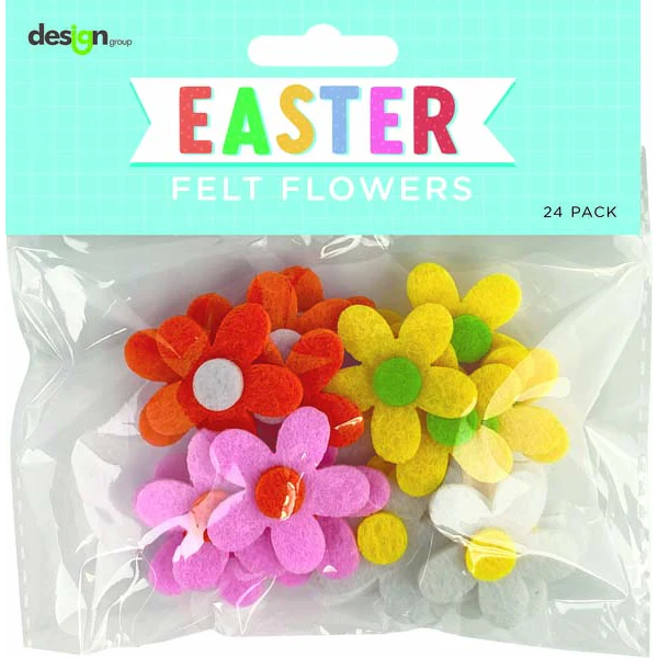 Easter Felt Flower Decorations, 24pk