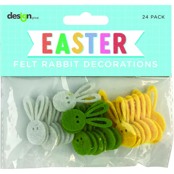 Easter Felt Rabbit Decorations, 24pk