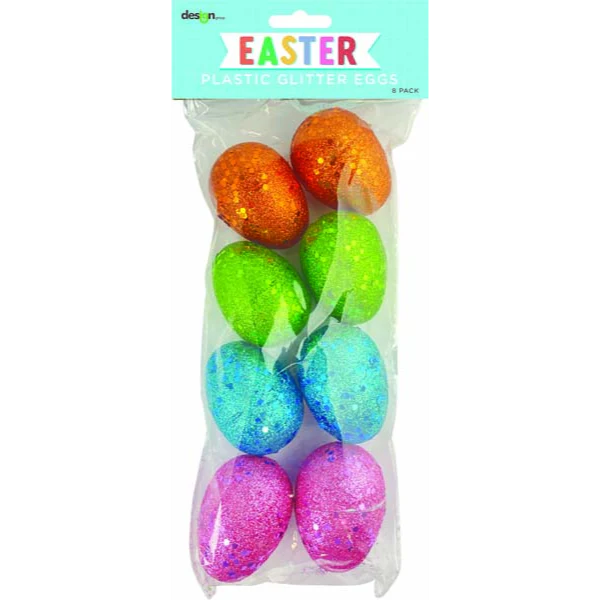 Easter Fillable Eggs, Glitter, 8pk
