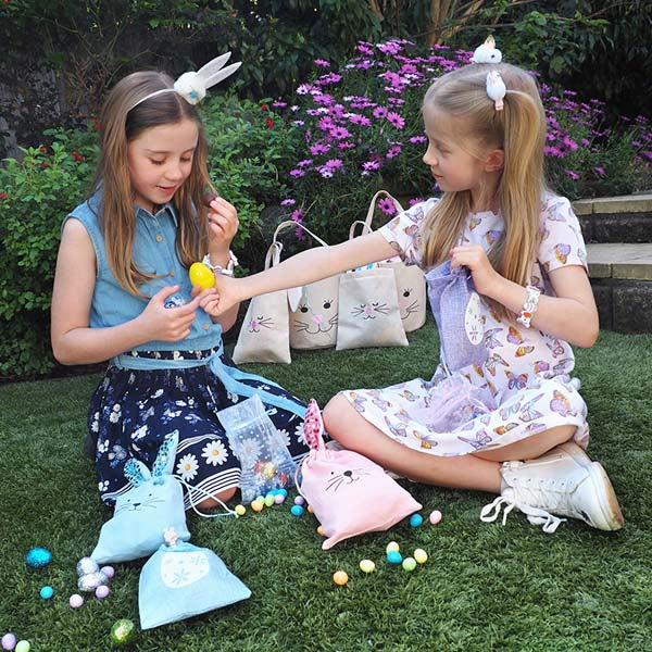 Easter Hession Tote Bag, Blue Bunny, 20.5x22cm, 1pk - Image 3