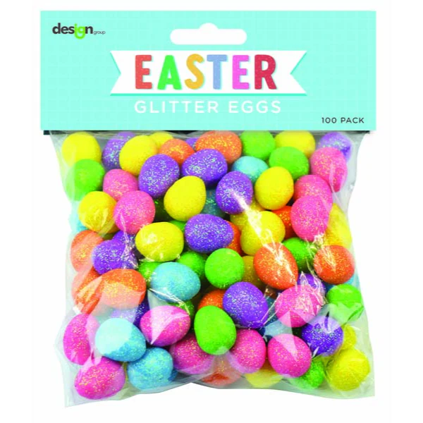 Easter Mini Eggs, Glitter, 100pk