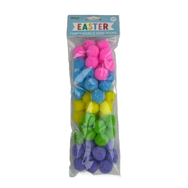 Easter Threadable Pom Poms, 50pk