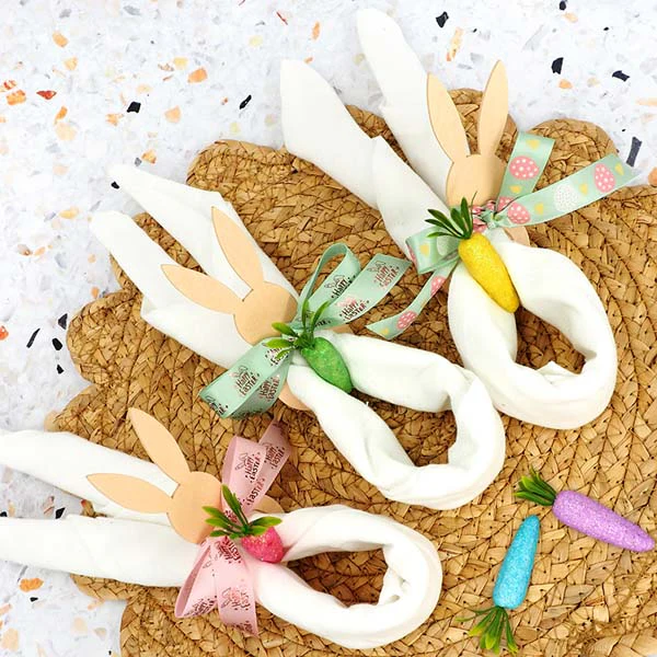 Easter Wooden Bunny Ring, 122cm, 6pk - Image 3