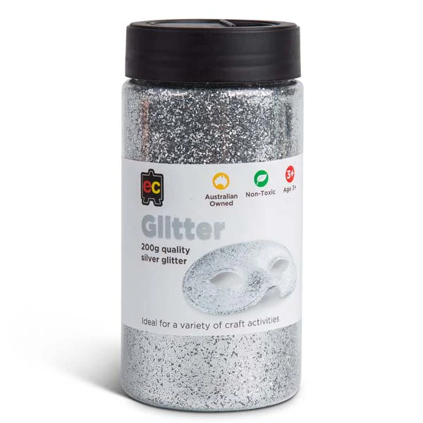 EC Glitter Jar, 200g,  Silver