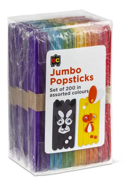 EC Jumbo Popsticks Coloured Packet 200