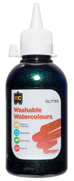 EC Washable Glitter Watercolour 250ml Black