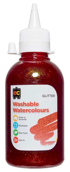 EC Washable Glitter Watercolour 250ml Orange