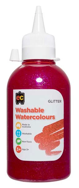 EC Washable Glitter Watercolour 250ml Pink