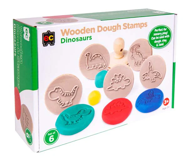 EC Wooden Dough Stamps - Dinosaurs, Set 6