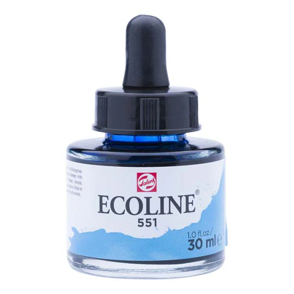 Ecoline Liquid Watercolour Ink, 30ml - 551 - Sky Blue Light