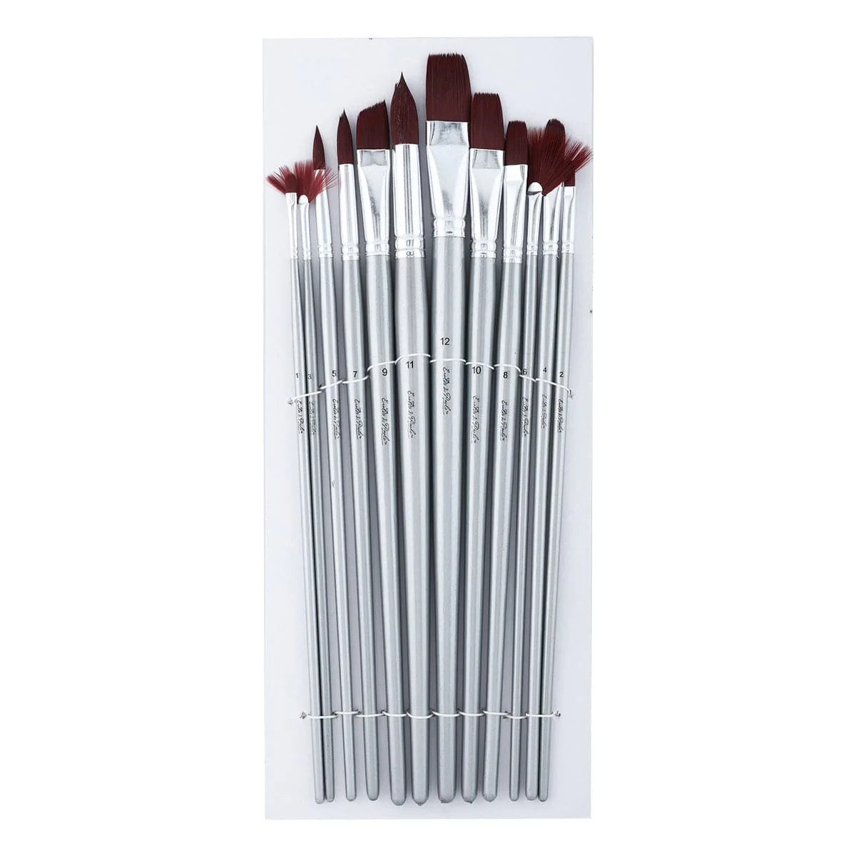 Eraldo di Paolo Burgundy Synthetic Oil & Acrylic Brush Set #1 12 Pieces