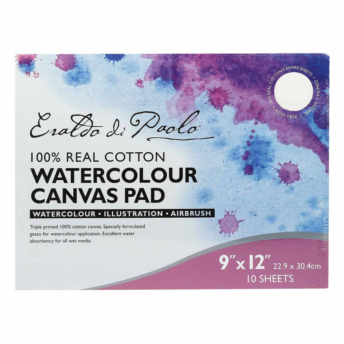 Eraldo di Paolo Cotton Watercolour Canvas Pad 22 x 30cm 10 Sheets