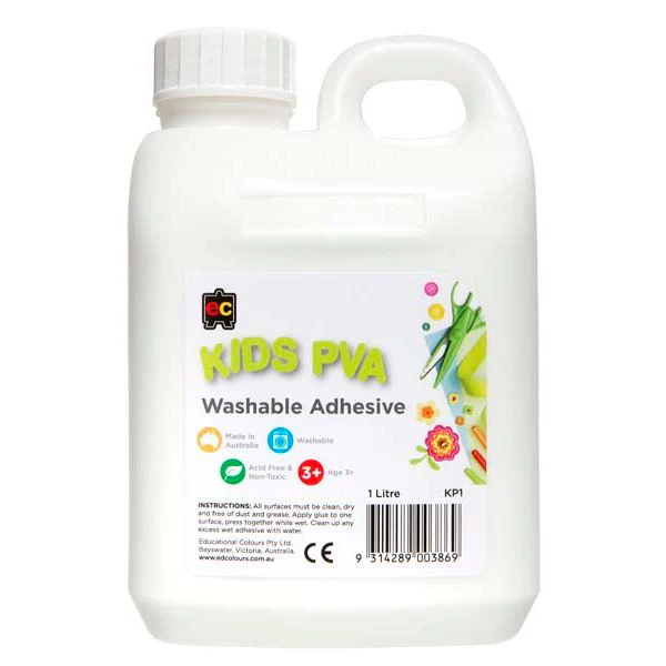 Educational Colours Kids Washable PVA Glue 1ltr