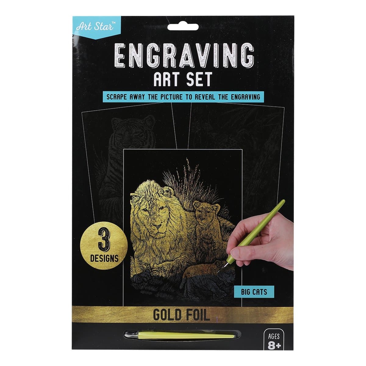 Art Star Gold Foil Engraving Art Set Big Cats