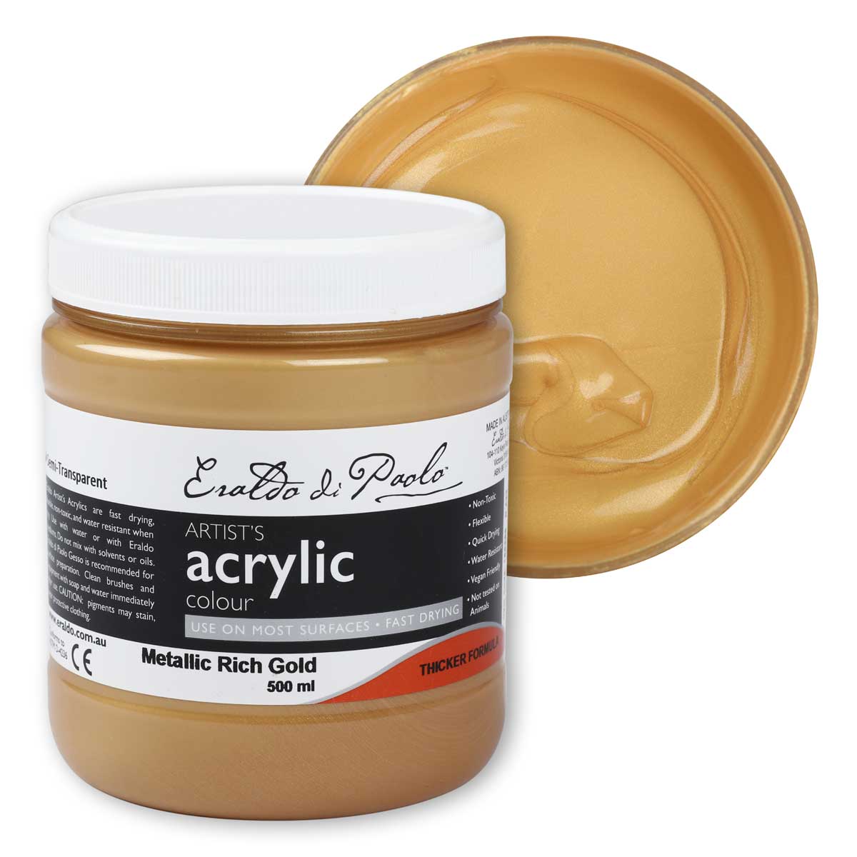 Eraldo di Paolo Acrylic Paint Metallic Rich Gold 500ml