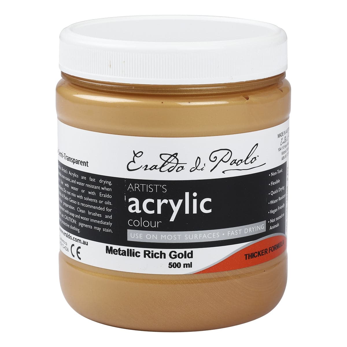 Eraldo di Paolo Acrylic Paint Metallic Rich Gold 500ml - Image 3