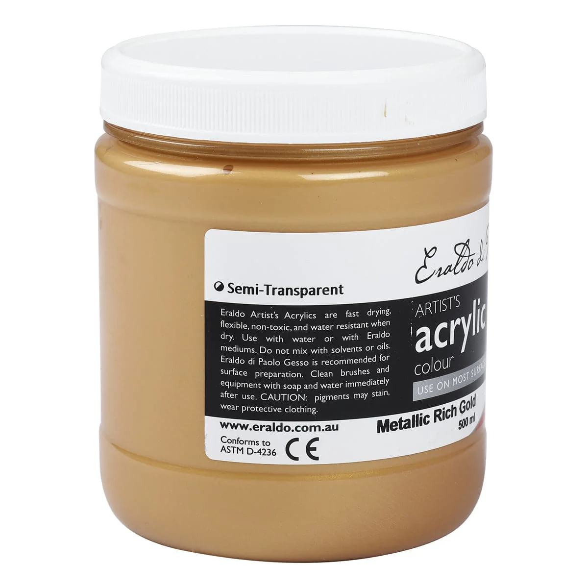 Eraldo di Paolo Acrylic Paint Metallic Rich Gold 500ml - Image 6
