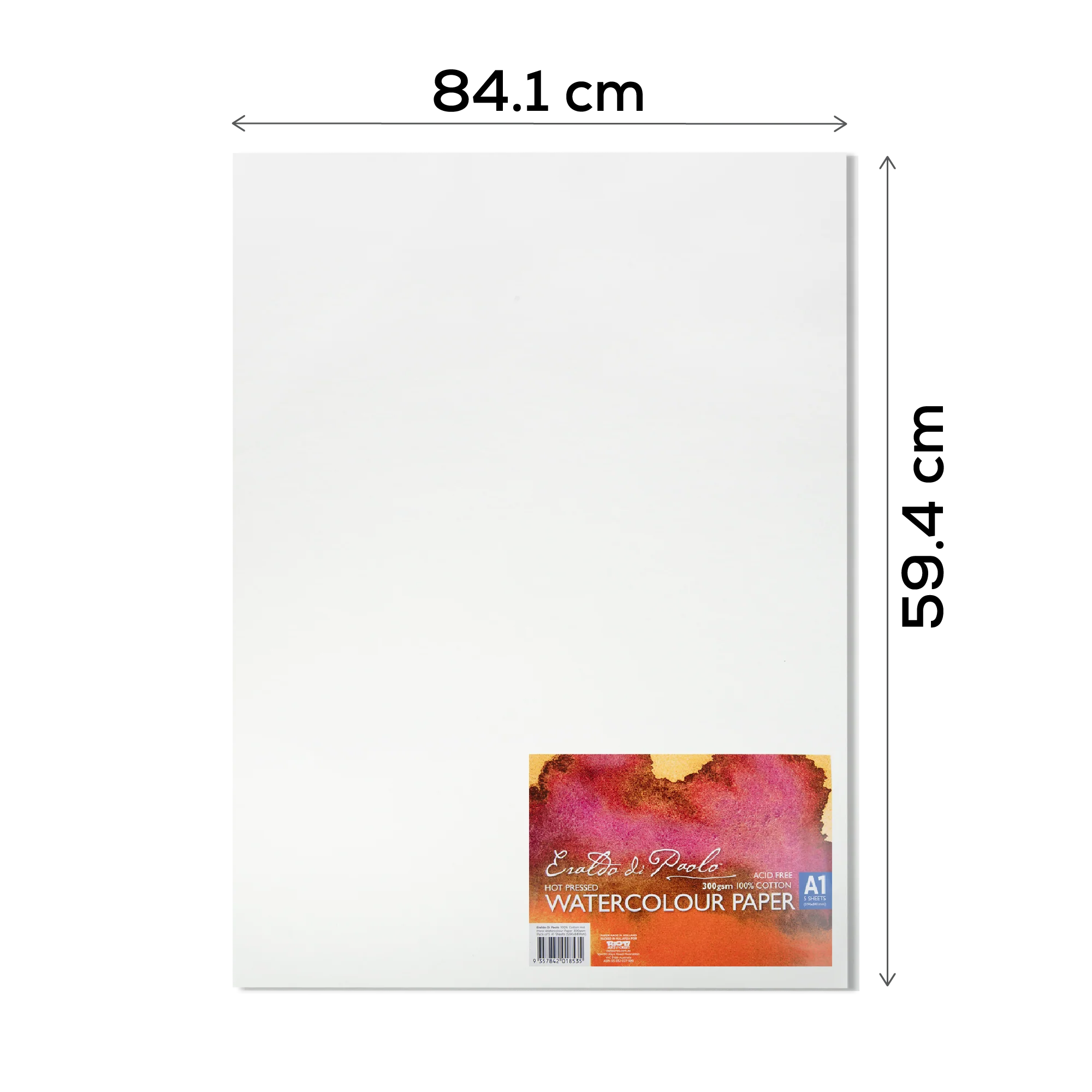 Eraldo di Paolo 100% Cotton Hot Press Watercolour Paper 300gsm Pack of 5 A1 Sheets (594x841mm) - Image 6