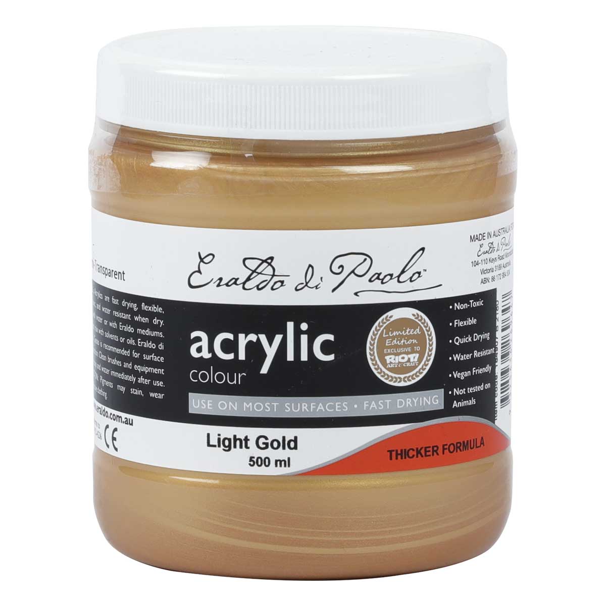 Eraldo di Paolo Acrylic Paint Metallic Light Gold 500ml - Image 3