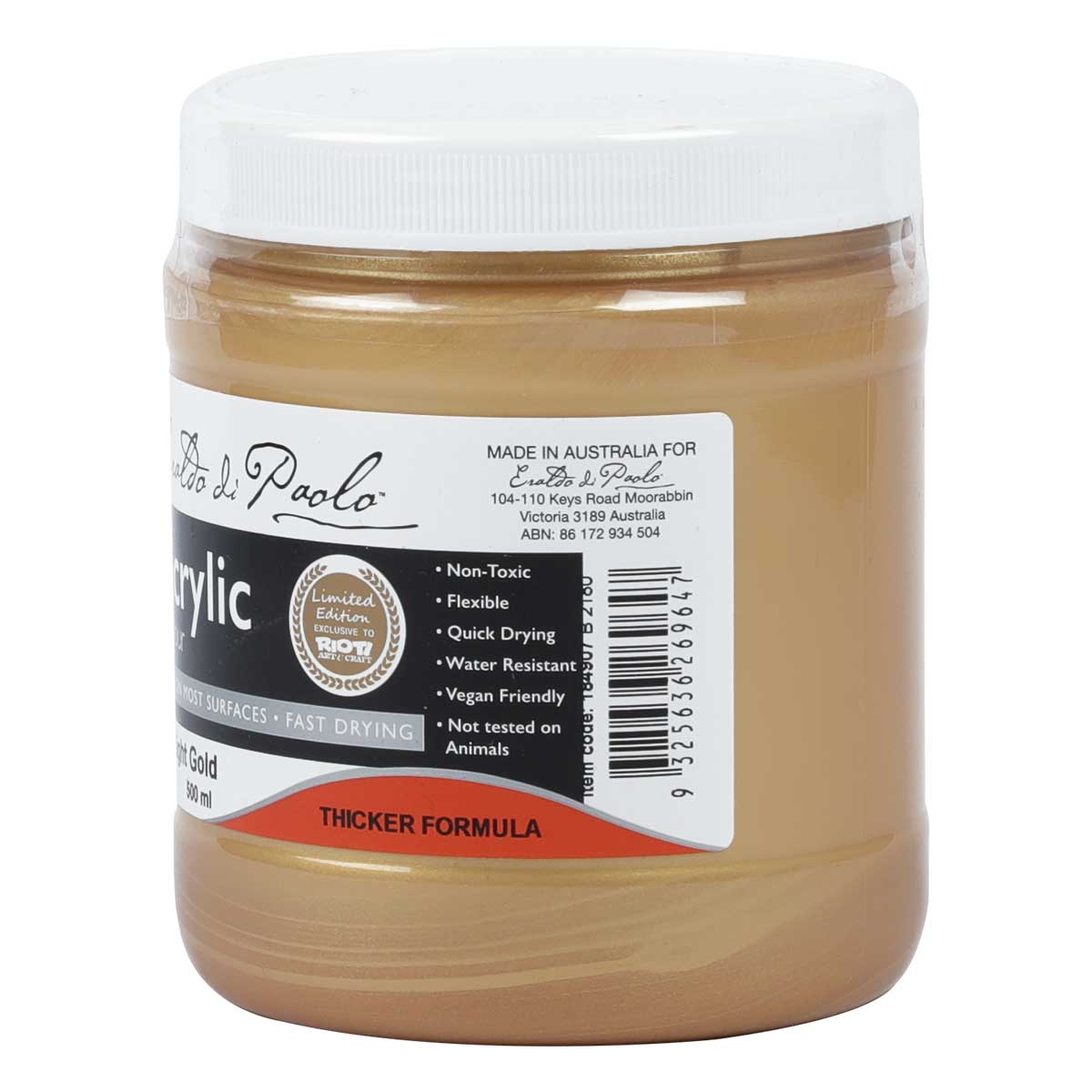 Eraldo di Paolo Acrylic Paint Metallic Light Gold 500ml - Image 6