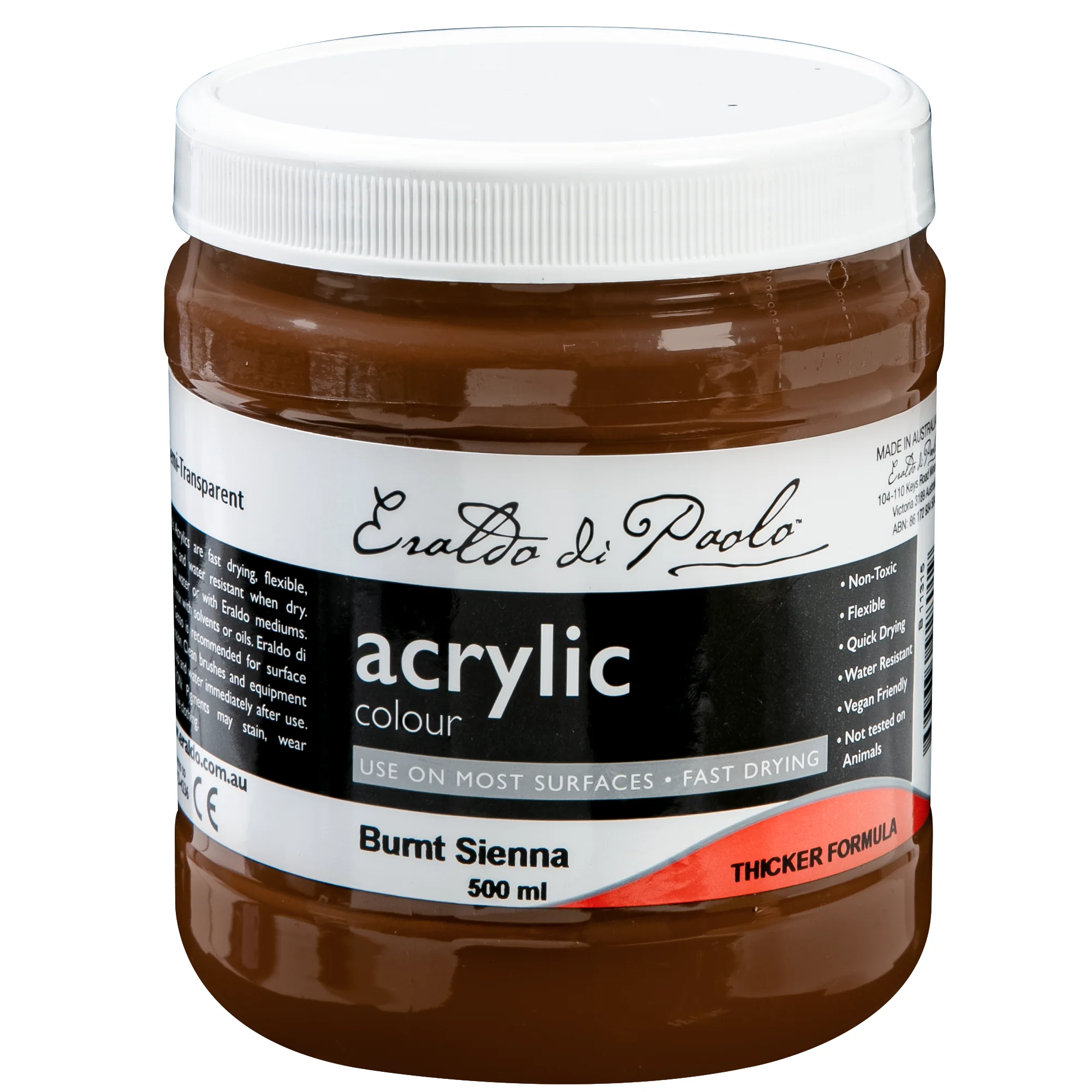 Eraldo di Paolo Acrylic Paint Burnt Sienna 500ml - Image 4