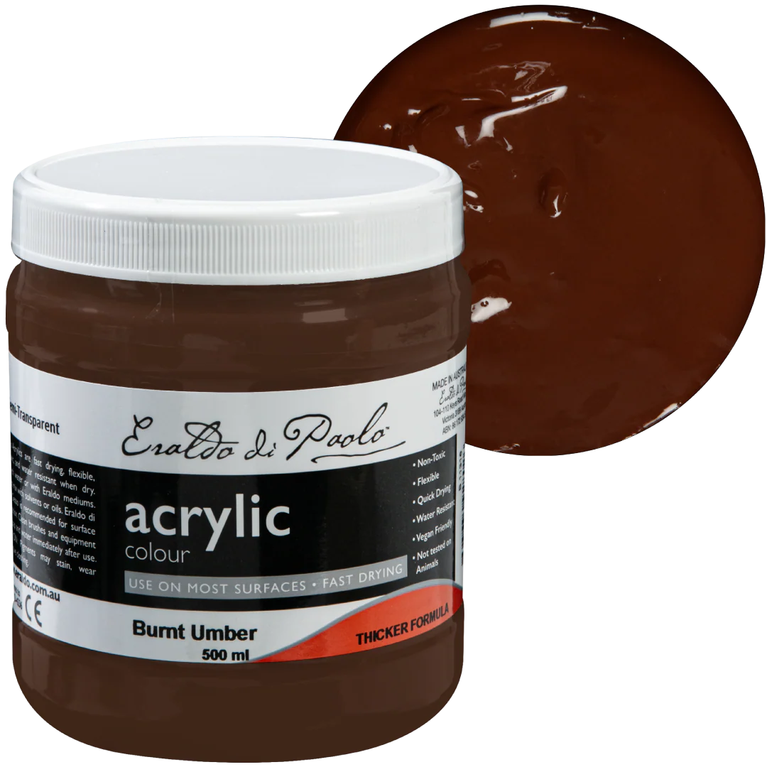 Eraldo di Paolo Acrylic Paint Burnt Umber 500ml