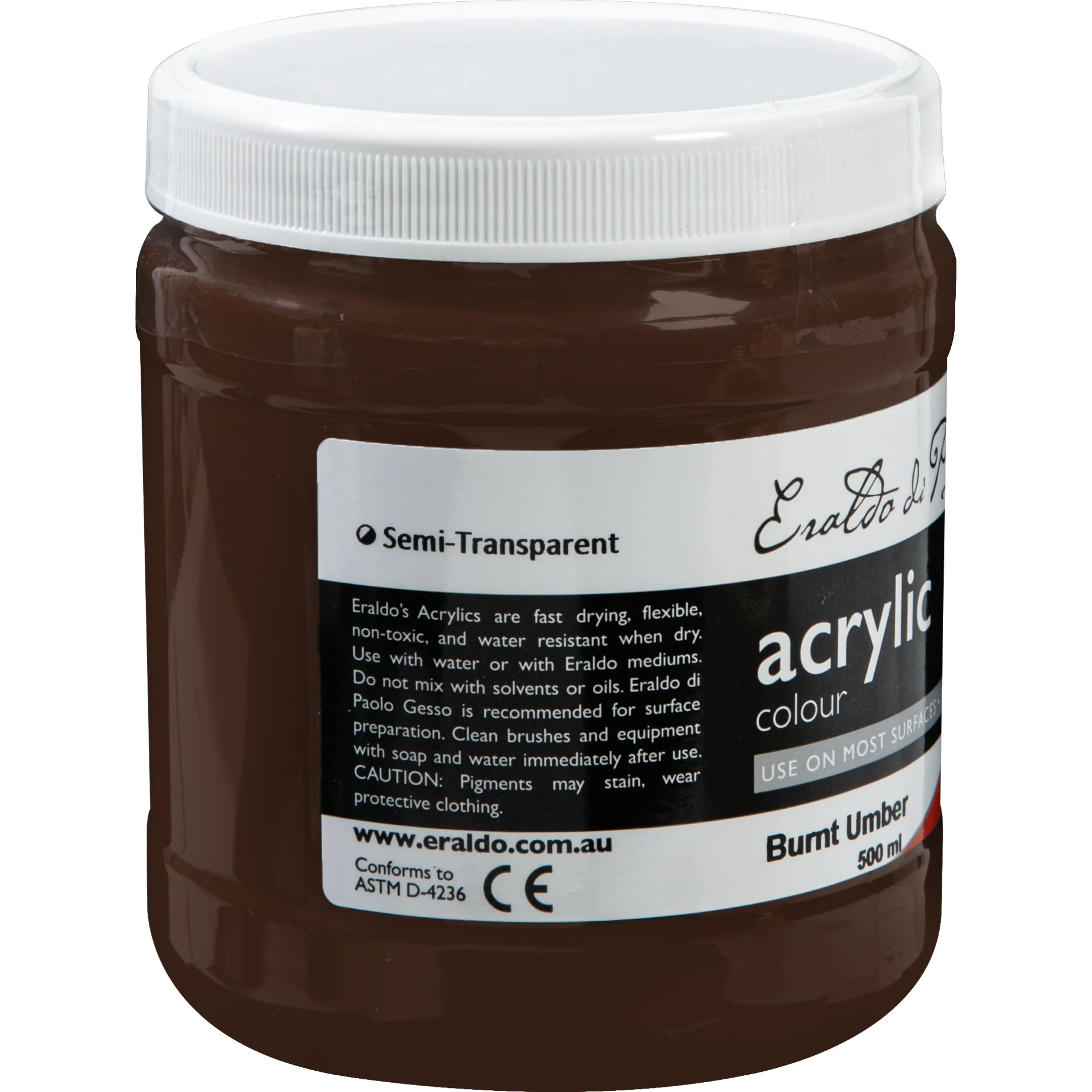 Eraldo di Paolo Acrylic Paint Burnt Umber 500ml - Image 2
