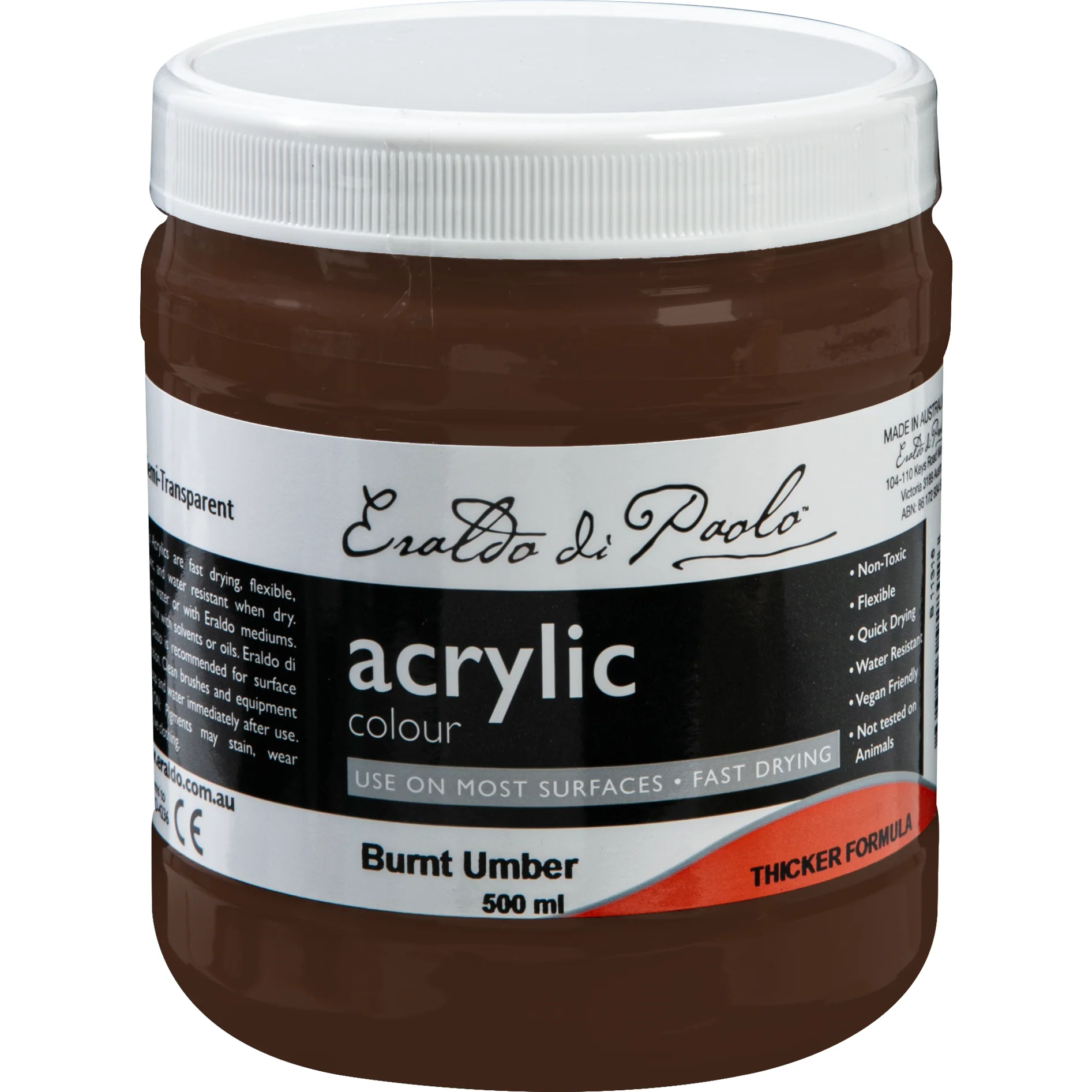 Eraldo di Paolo Acrylic Paint Burnt Umber 500ml - Image 4